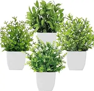 اناء زرع بلاستيك ، 4 قطع - ابيض اخضر