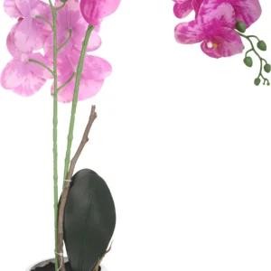 فازة بلاستيك ورد صناعي، 80 سم - ابيض موف