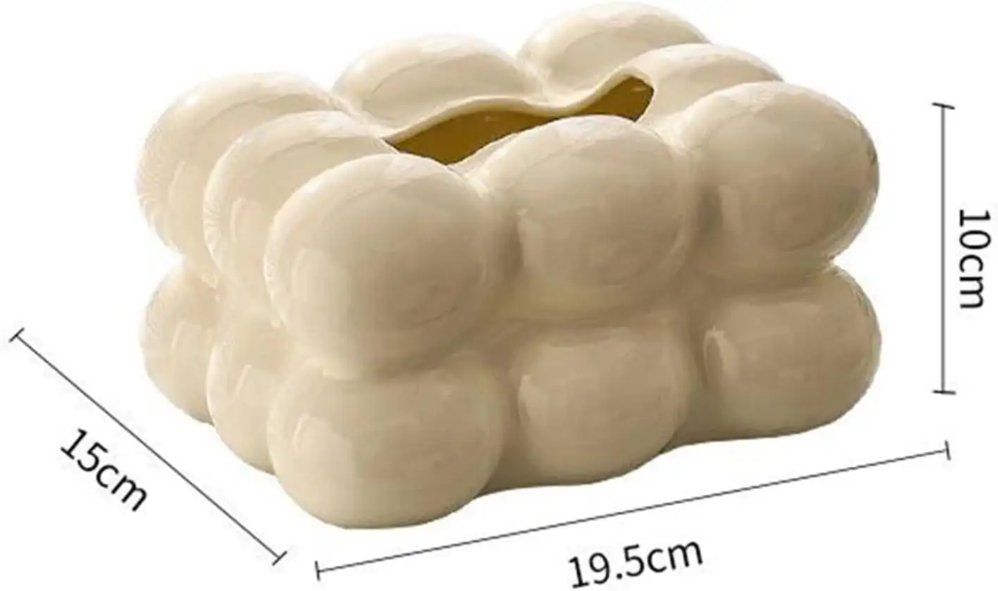 مزهرية أولينن سيراميك أنيقة ومميزة - أبيض - الصورة 2