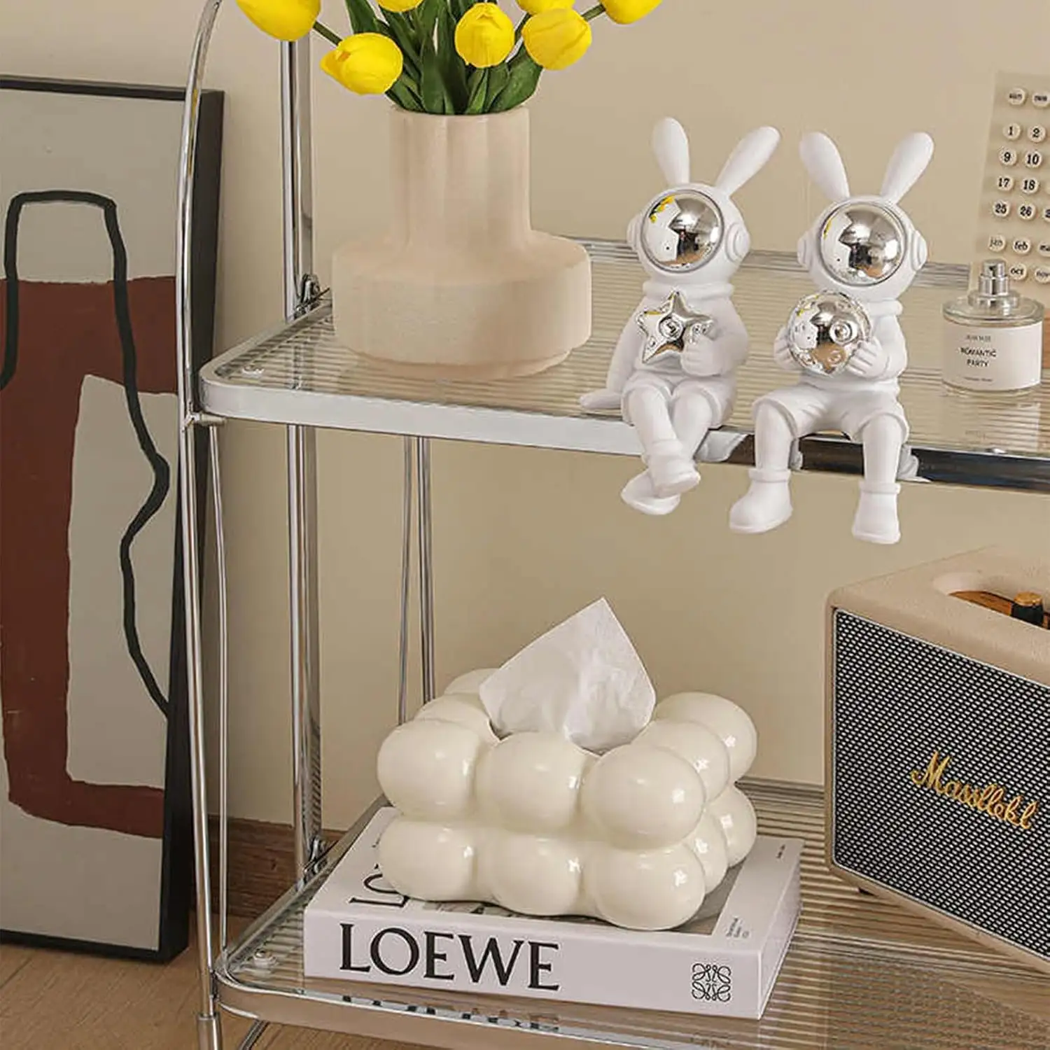 مزهرية أولينن سيراميك أنيقة ومميزة - أبيض - الصورة 3